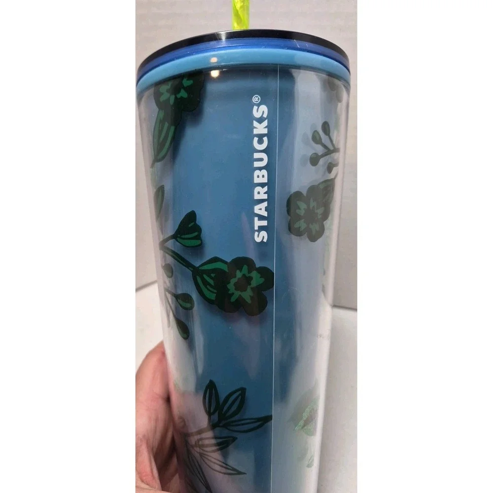 Starbucks Berry‎ Corsage Blue Venti Travel Cold Cup Tumbler 2022 Sparkle Coffee